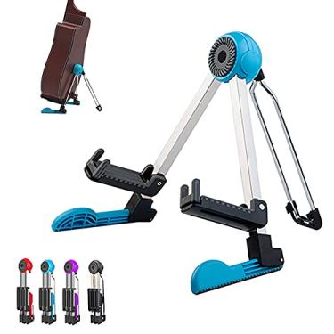 Imagem de Yajun Suporte dobrável para violão com estrutura em um suporte antiderrapante para pés de liga de alumínio universal para violão clássico acústico, azul