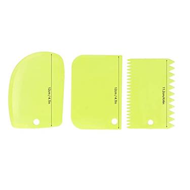 Imagem de Crazy Sales – Raspador de bolo de plástico de grau alimentício para lava-louças, 3 peças/conjunto de raspador creme com material elástico para pão de massa para bolos (verde)
