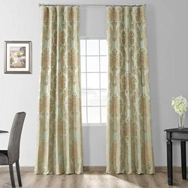 Imagem de HPD Half Price Drapes Cortinas Damasco Designer para Decoração de Quarto Seda Sintética 120 X 300 (1 Painel), JQCH-201272-120, Jade & Gold