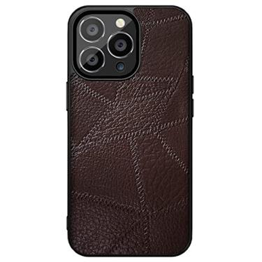 Imagem de GSYH Capa para iPhone 13/13 Pro/13 Pro Max, capa protetora de couro traseira proteção de câmera à prova de choque macio TPU bumper slim elegante capa de proteção, marrom, 13pro 15,1 cm