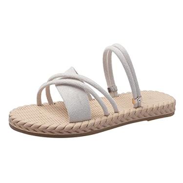 Imagem de Chinelos para mulheres sandálias femininas moda verão chinelos sandálias rasas chinelos chinelos abertos sandálias de praia a1, Bege, 8