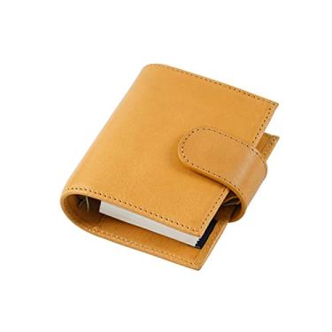 Imagem de Bloco de notas tamanho A9 normal de couro de grão integral 3 furos anel de ventoinha caderno com organizador de 19 mm diário de viagem, damasco