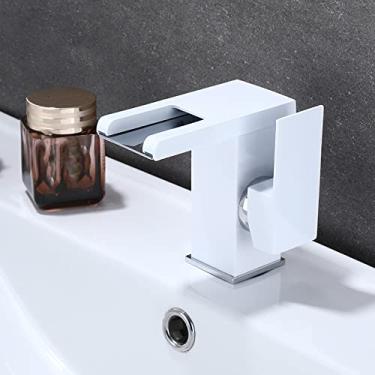 Imagem de Conjunto de torneira de bacia de banheiro com cascata de latão, misturador de água quente fria, guindaste, torneira de pia, mudança de cor por torneiras de fluxo de água, branco A, China