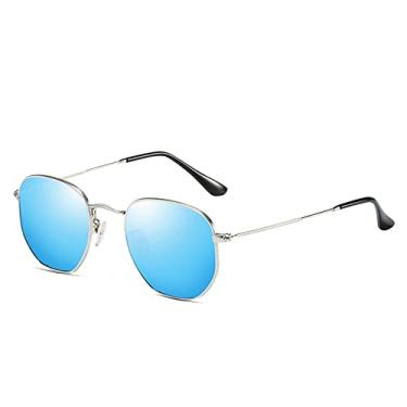 Imagem de Óculos de sol polarizados clássicos masculinos retro reflexivo óculos de sol feminino quadrado armação de metal óculos gafas lunette de soleil feminino, c05 ouro azul, china