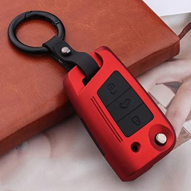 Imagem de CSHU Carcaça de silicone de carbono Carcaça de chaveiro Porta-chaves Porta-chaves, adequado para Volkswagen VW Golf 7 MK7 Assento Ibiza Leon FR 2 Altea Aztec Skoda Octavia, B, vermelho