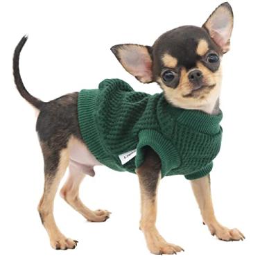 Imagem de LOPHIPETS Suéteres para cães para filhotes pequenos filhotes Chihuahua Yorkie roupas para clima frio - Atrovirens/PPP