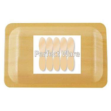 Imagem de Perfect Stix Perfectware Natural Premium Quality 100% Compostável e Biodegradável Madeira de Bétula Pratos Descartáveis para Festas, Casamentos, Eventos de Catering (19 x 14 cm) Prato de Salada/Sobremesa) 25 peças