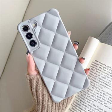 Imagem de Capa de telefone de silicone macio treliça de diamante de luxo para Samsung S22 Ultra S21 Plus Proteção de Lente Square Airbag Capa à prova de choque, cinza, para S22