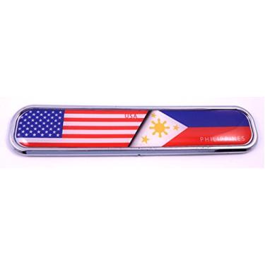 Imagem de Adesivo autoadesivo 3D bandeira EUA/Filipinas emblema cromado carro bicicleta barco 13,5 cm