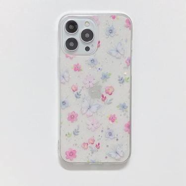 Imagem de Capa com glitter de flores fofas para iphone 13 12 11 14 pro max mini xr xs x 10 8 7 plus se 2020 capa macia de silicone epóxi transparente, t4, para iphone 14 pro