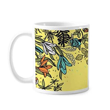 Imagem de Caneca de cerâmica para desenho de flores de lírio de arte moderna cerâmica xícara de porcelana de café louça