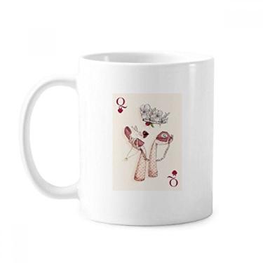 Imagem de Baralho de cartas coração padrão Q caneca cerâmica xícara de café porcelana louça