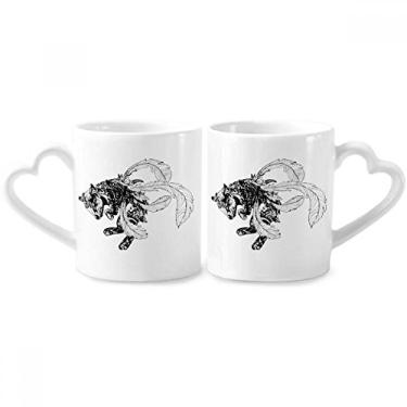 Imagem de Conjunto de canecas de porcelana chinesa montanhas rios desenho casal conjunto de canecas de cerâmica para amantes de coração