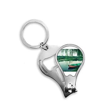 Imagem de Willow Leaf Barco Lago Fotografia Cortador de Unhas Abridor Chaveiro Tesoura