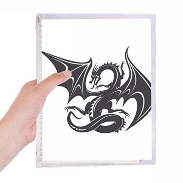 Imagem de Caderno Dragon animaux Art Grain Outline Diário de folhas soltas Recarregável Papelaria