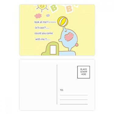 Imagem de Conjunto de cartão postal de animal de caminhão elefante bola de bebê de desenho animado cartão de agradecimento