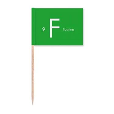 Imagem de Elementos Químicos Mesa Período Halógenos Elemento Flúor F Palito de Dente Bandeiras Marcador Topper Decoração de Festa