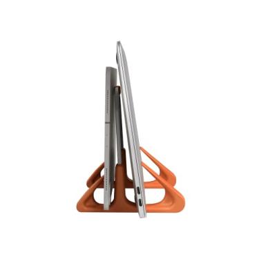 Imagem de OCTOO, LiteStand Vertical - Suporte de mesa vertical para notebook e tablet, Ice Silver/Laranja