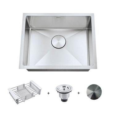 Imagem de Kit Cuba Gourmet com Acessórios Solo 55x40 e Válvula e Escorredor e Tampa Decorativa Arell - Inox Escovado