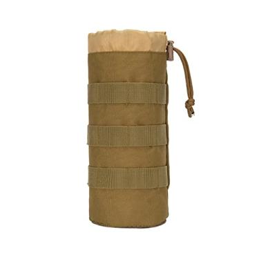 Imagem de LuDa Bolsa esportiva para garrafas de água, bolsa com cordão para suporte de garrafa de água Molle, bolsa de viagem para garrafa de água – Cáqui