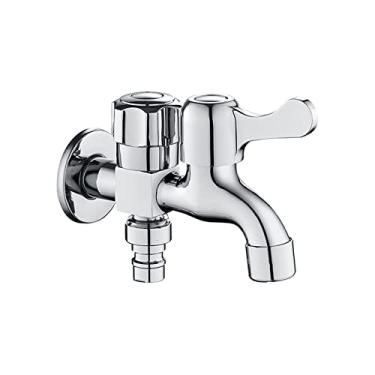 Imagem de LIDON Adaptador de torneira dupla para cozinha única torneira de água fria torneira de pia de lavanderia de latão divisor de mangueira adaptador de torneira de saída dupla para pia de banheiro, preto B (cor: cromado A)