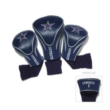 Imagem de Team Golf Capas de cabeça NFL Dallas Cowboys Contour Golf Club (3 unidades) numeradas 1, 3 e X, serve para motoristas de grandes dimensões, clubes de utilidade, resgate e Fairway, forrado com veludo para proteção extra do clube