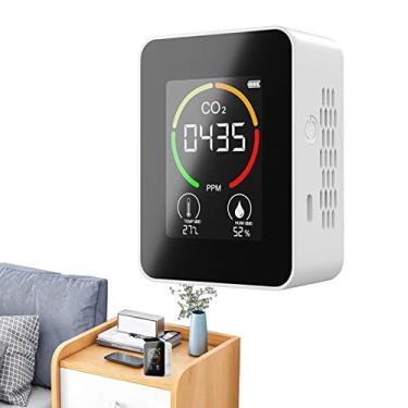 Imagem de Detector portátil de dióxido de carbono - Alarme portátil com sensor de CO2 com tela LCD - Design de pendurar essencial para casa para viagens Acampamento Temperatura Fovolat