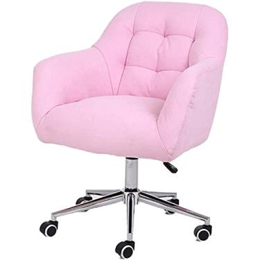 Imagem de cadeira de escritório Cadeira giratória Cadeira de escritório ergonómica ajustável Assento estofado de veludo Cadeira de mesa sem braços Cadeira de trabalho Cadeira (cor: rosa) needed