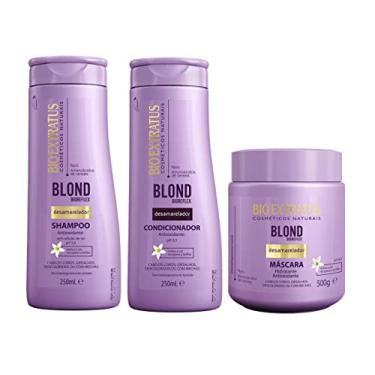 Imagem de Kit Desamarelador Blond Shampoo, Condicionador e Máscara 500g Bio Extratus