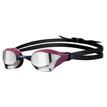 Imagem de Arena Óculos de natação unissex Cobra Core Swipe Antiembaçamento para homens e mulheres Lentes espelhadas de policarbonato, prata/vinho tinto