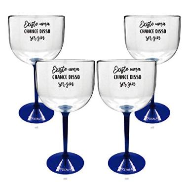 Imagem de Kit 4 Taças Bicolor Azul Acrílico Personalizada - Chance de Ser Gin