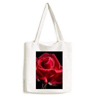 Imagem de Bolsa de lona para presente com rosas vermelhas escuras Art Deco, bolsa de compras casual