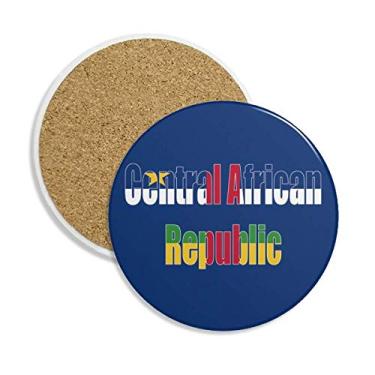 Imagem de Porta-copos de cerâmica com nome da bandeira da África Central Porta-copos com pedra absorvente para bebidas, presente de 2 peças