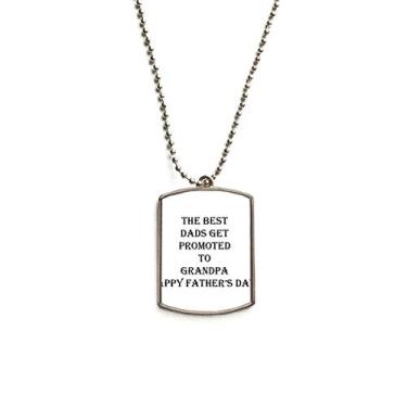 Imagem de DIYthinker Colar para animais de estimação com pingente de corrente de aço inoxidável Dad Promoted to Grandpa Father's Festival
