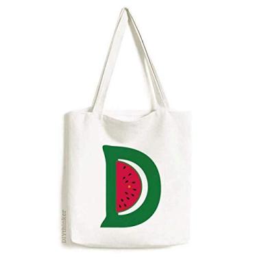Imagem de D alfabeto melancia fruta estampa fofa sacola sacola de compras casual bolsa de mão