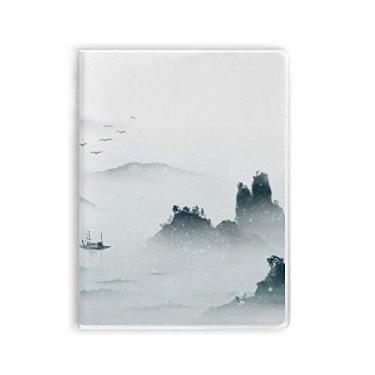Imagem de Caderno de aquarela de cor de paisagem estilo chinês capa de goma Diário capa macia