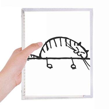 Imagem de Caderno listrado Smile Cat Lying Line com folhas soltas diário recarregável