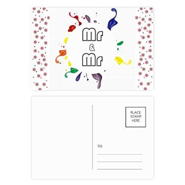 Imagem de LGBT Cartão postal com bandeira de arco-íris Sr. & Sr. Natal Flor Celebração Cartão postal Bênção