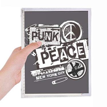 Imagem de Caderno punk New York com estampa de ilustração antiguerra em espiral com folhas soltas