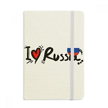 Imagem de Caderno com a bandeira da palavra "I Love Russia" em tecido com capa dura oficial