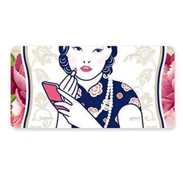 Imagem de DIYthinker Etiqueta de aço inoxidável para decoração de placa de licença da mulher rosa da cultura chinesa