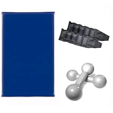 Imagem de Kit Treine em Casa - Colchonete + Par de Tornozeleira 2 Kg + Par de Halteres de 2 Kg