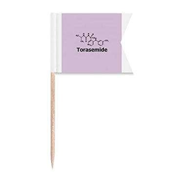 Imagem de Torasemie Placa de identificação de palitos de dente com estrutura molecular química para festas, bolos, alimentos, queijo
