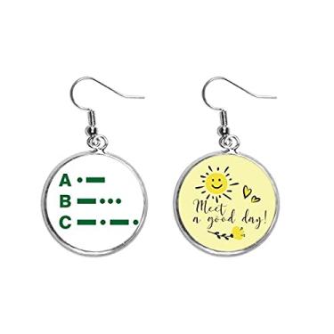 Imagem de Brinco Morse Code One Two Point Line Representation Ear Drop Sun Flower Jewelry Fashion