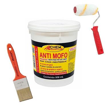 Imagem de Kit Anti Mofo Preventivo Allchem 900ml + Trincha Pincel 2 303 + Rolo 9cm Roma
