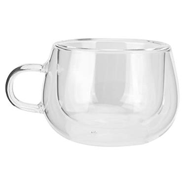 Imagem de Asodomo Copo de vidro de camada dupla de 150 ml com alça caneca de café transparente xícara de chá de leite para casa cozinha aniversário