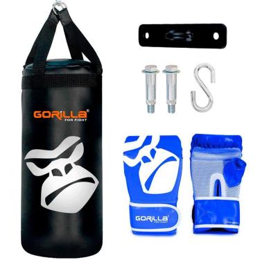 Imagem de Kit Boxe Infantil Saco De Pancada + Luva Muay Thai + Suporte Teto Gorilla Kids-Unissex