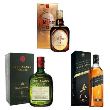 Imagem de Whisky Grand Old Parr 1L + Black Label 1L + Buchanan's 1L
