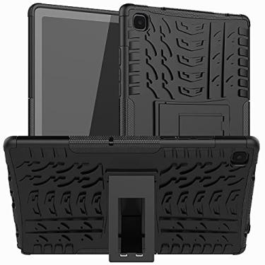 Imagem de Capa para tablet, capa protetora, capa para tablet capa de tablet compatível com Samsung Galaxy Tab A7 10.4 T500/T507/T505 Textura de pneu à prova de choque TPU+PC capa protetora com suporte de alça dobrável (cor: preto