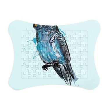 Imagem de Moldura de quebra-cabeça de pássaro de papagaio azul preto enfeite de quebra-cabeça